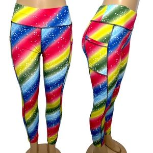 NWT Multicolor Size M/L Women Gym Stretchy Leggings with pockets yoga pants